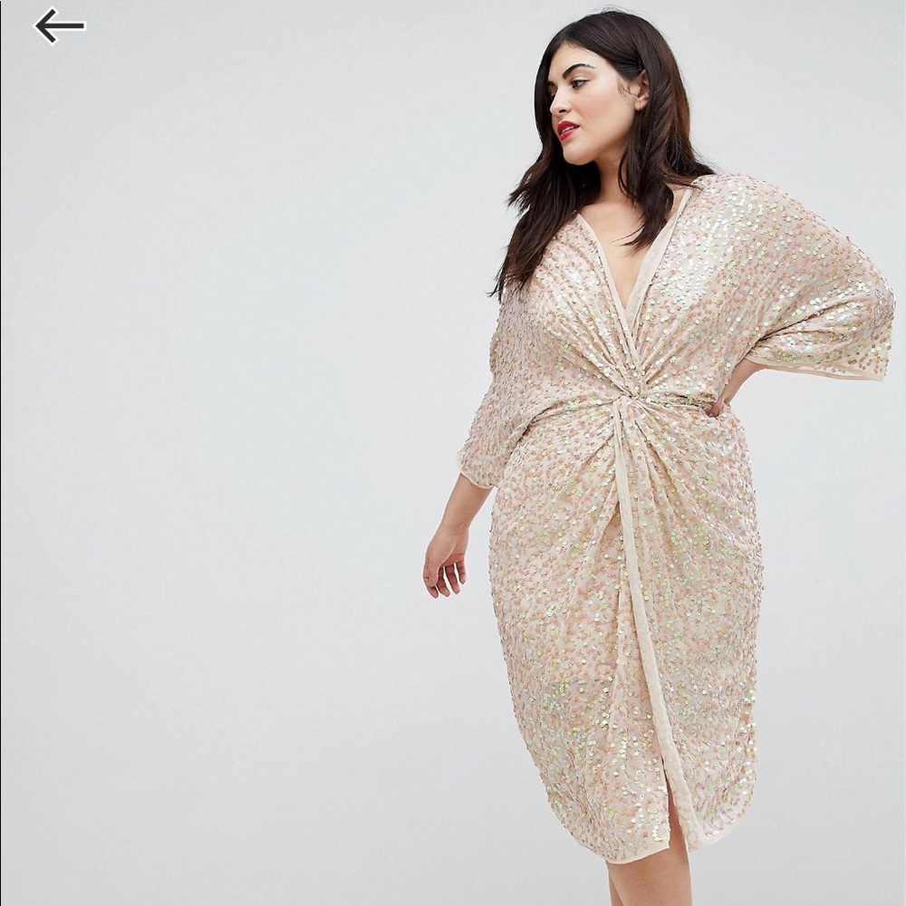 ASOS Curve Sequin Kimono Midi Cocktail Dress